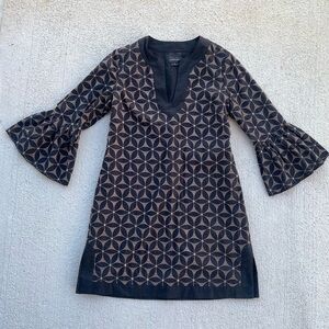 Anna Sui x Anthropologie Embroidered Boho Dress Size 6 Bell Sleeve Y2K